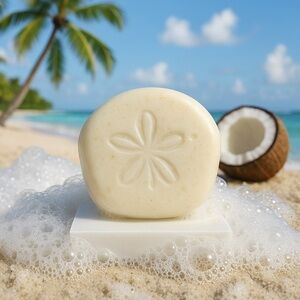 6-PACK Hand Crafted “Coconut Paradise” Scented Sand Dollar Oatmeal Bar Soap